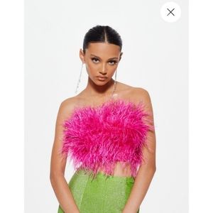 Hot Pink Feather Corset Top
